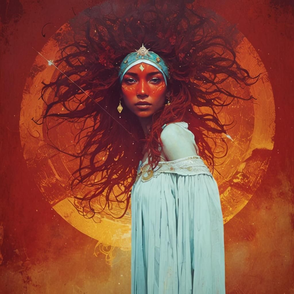 Radiant Sun Queen in Mixed Media Screen Print