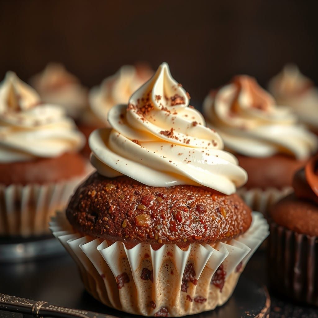 Moody Tiramisu Cupcake in Hyperrealistic HDR