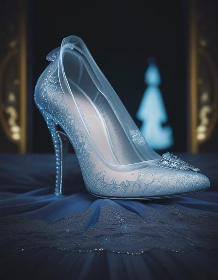 Cinderella's Glass Slipper: A Hyperrealistic Dark Disney Sce...