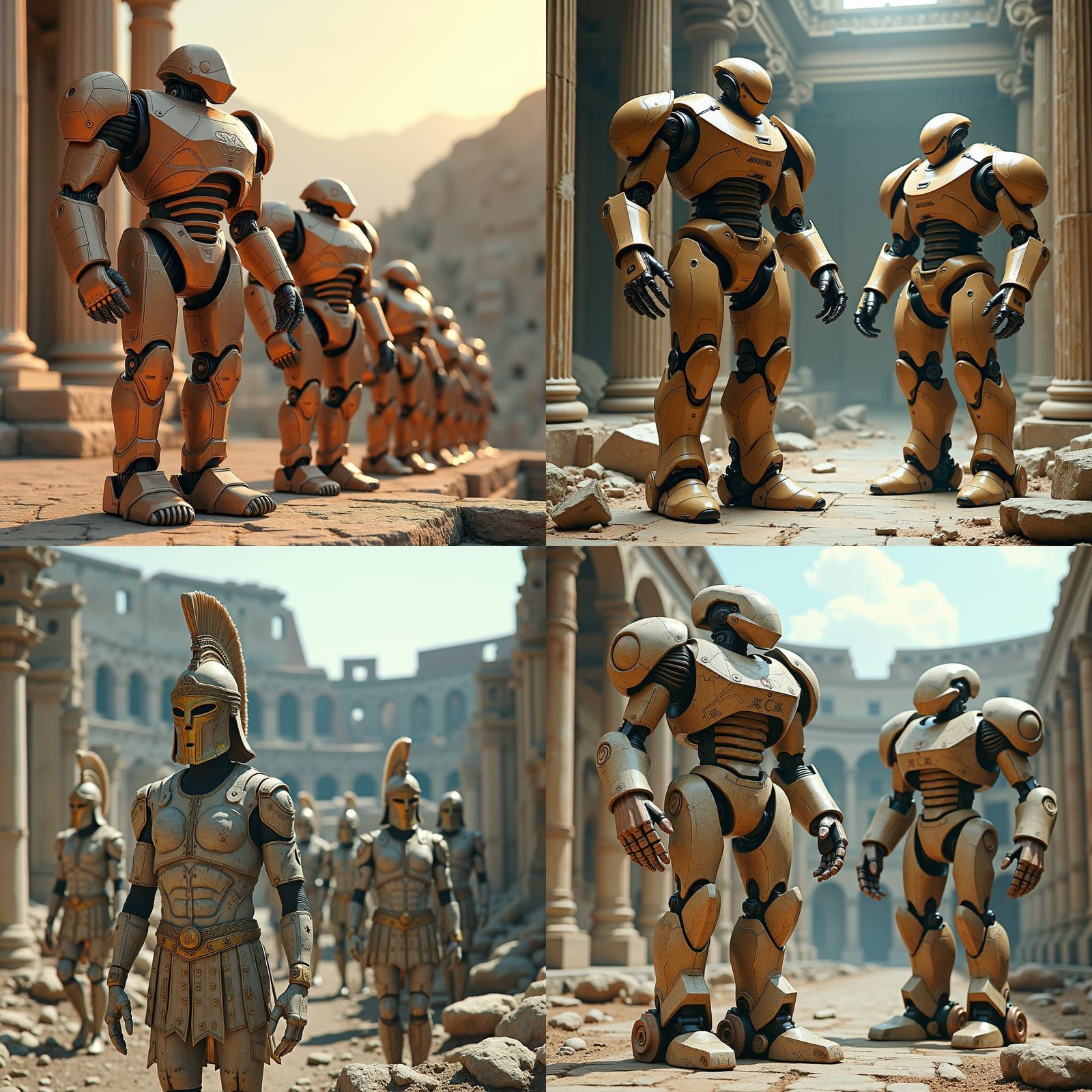 Ancient Roman Marble War Robots