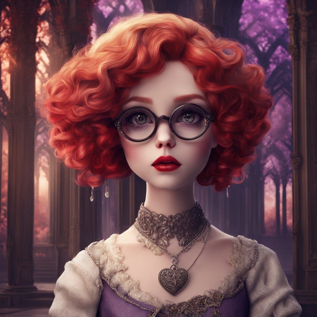 Glam Goth Blythe Doll Portrait in Fantasy Style