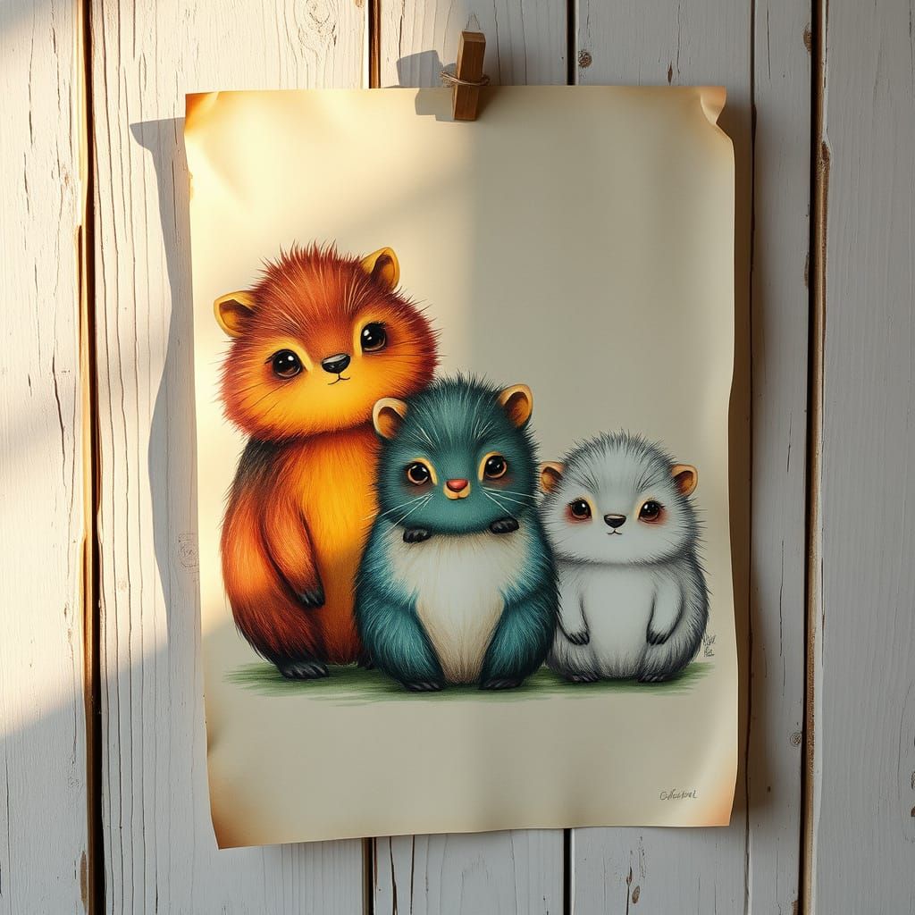 Whimsical Critters on Vintage Poster