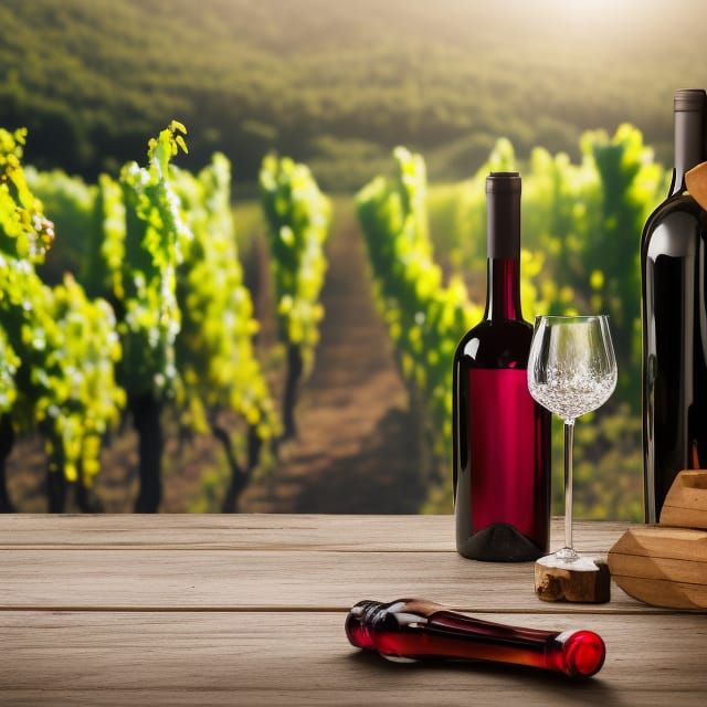 Wine in Crystal Glass, Vineyard Still Life