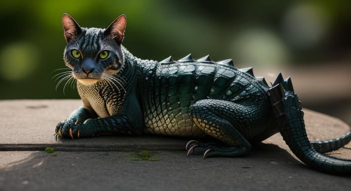 Alligator-Cat Hybrid in Professional Photography Style