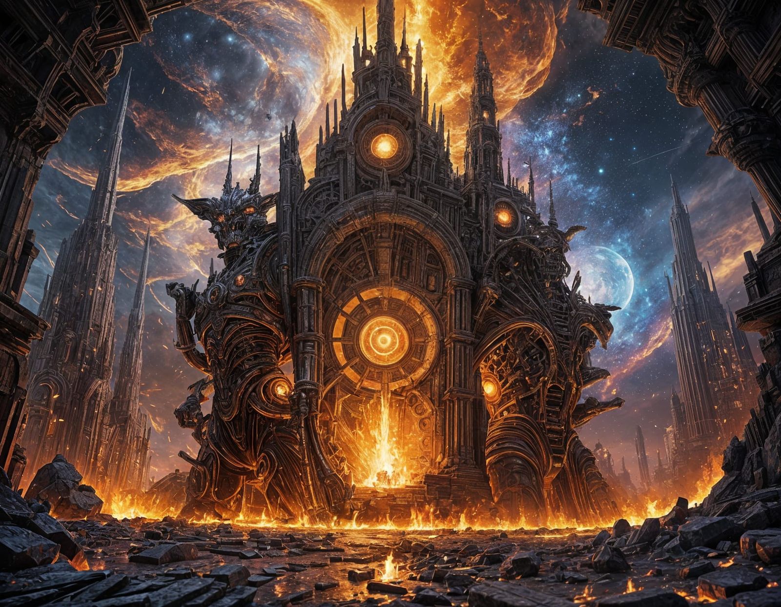 Ancient Cosmic Forge in Dazzling, Hyperdetailed Style