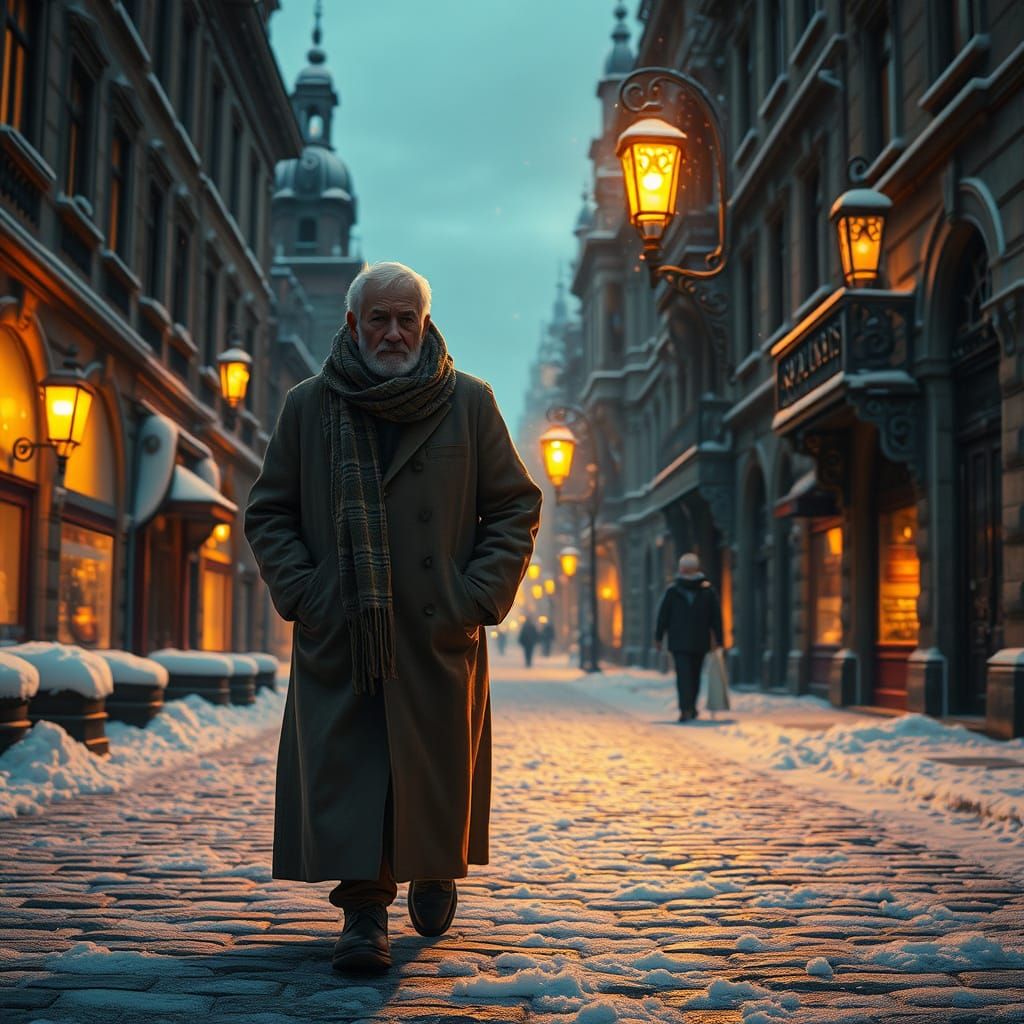 Winter Cityscape with Magical Glow