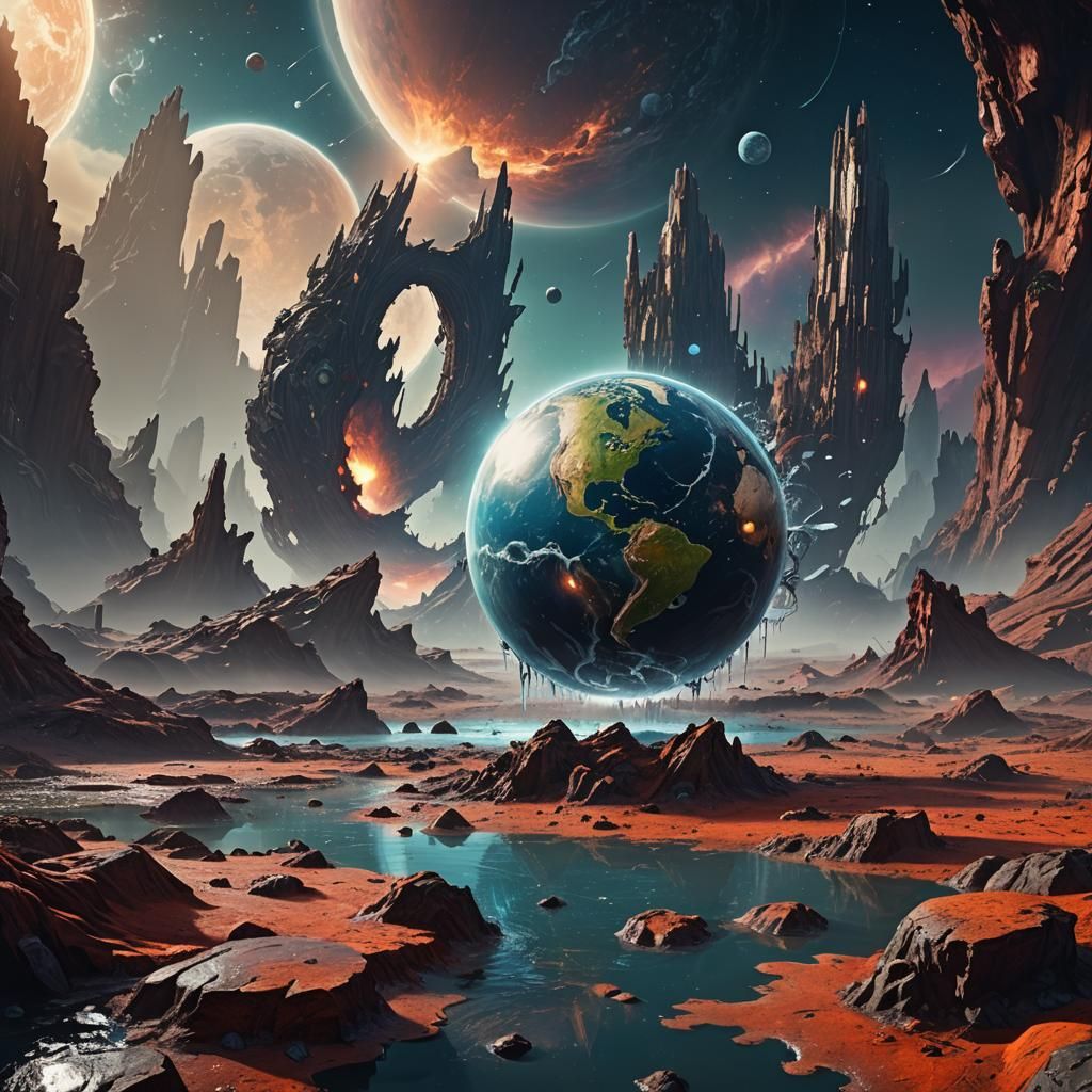 Fantasy Art: Broken Earth Leaking into the Universe