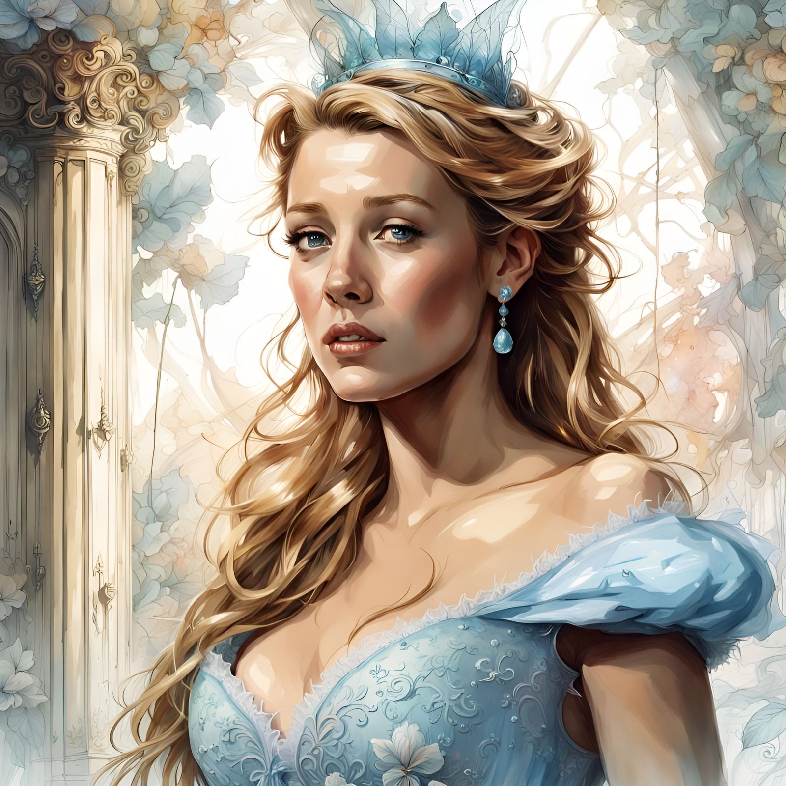 Cinderella Portrait in Digital Illustration Style