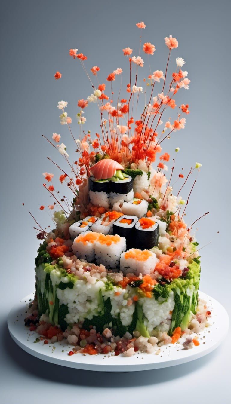 General Tso's Sushi Cake: Culinary Photography Portrait