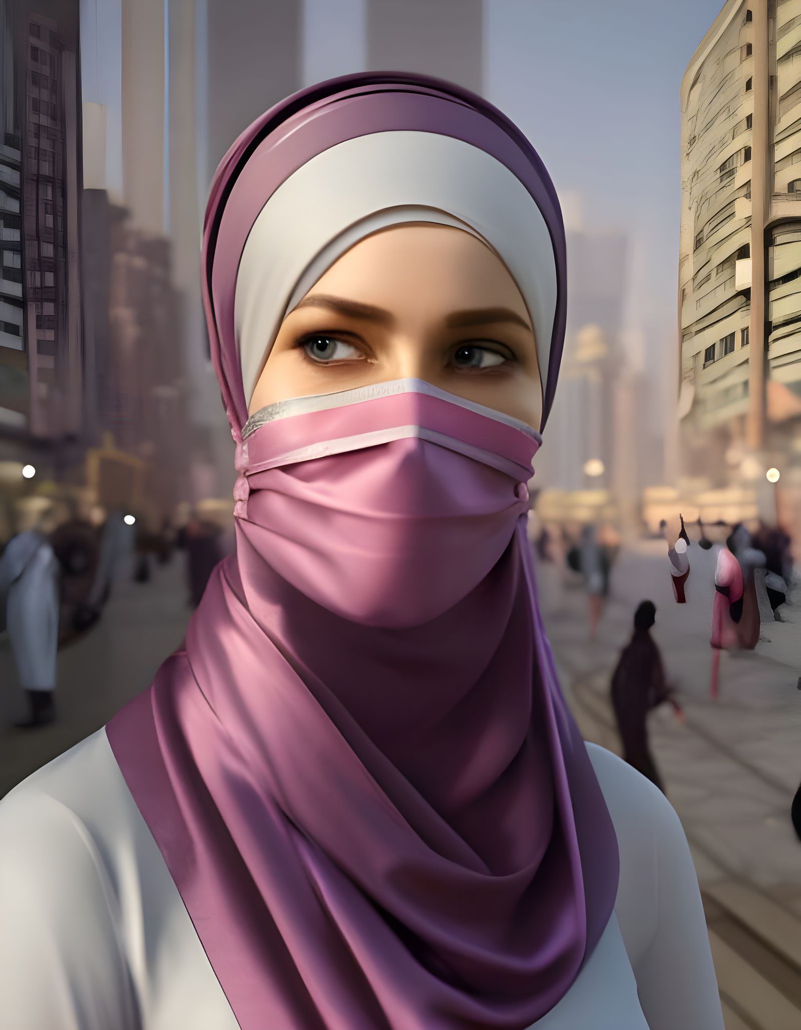 German Woman in Hijab: Hyperrealistic Digital Portrait