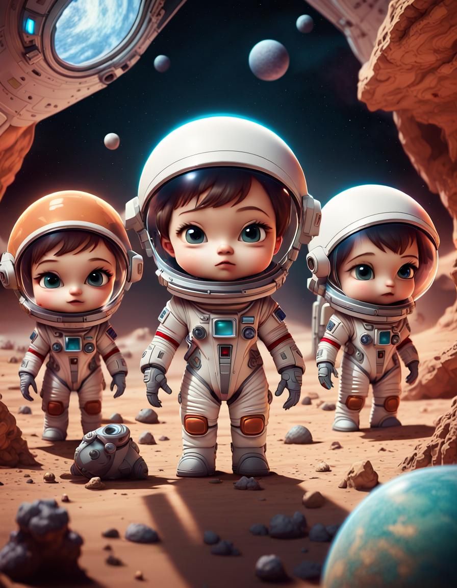 Chibis on a space exploration