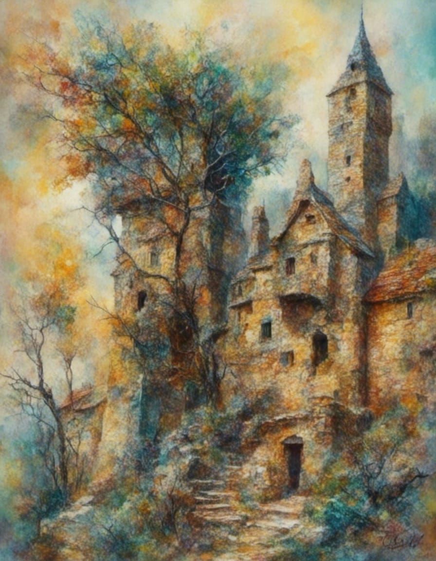 Abstract Oil Painting with Retro Color Fume