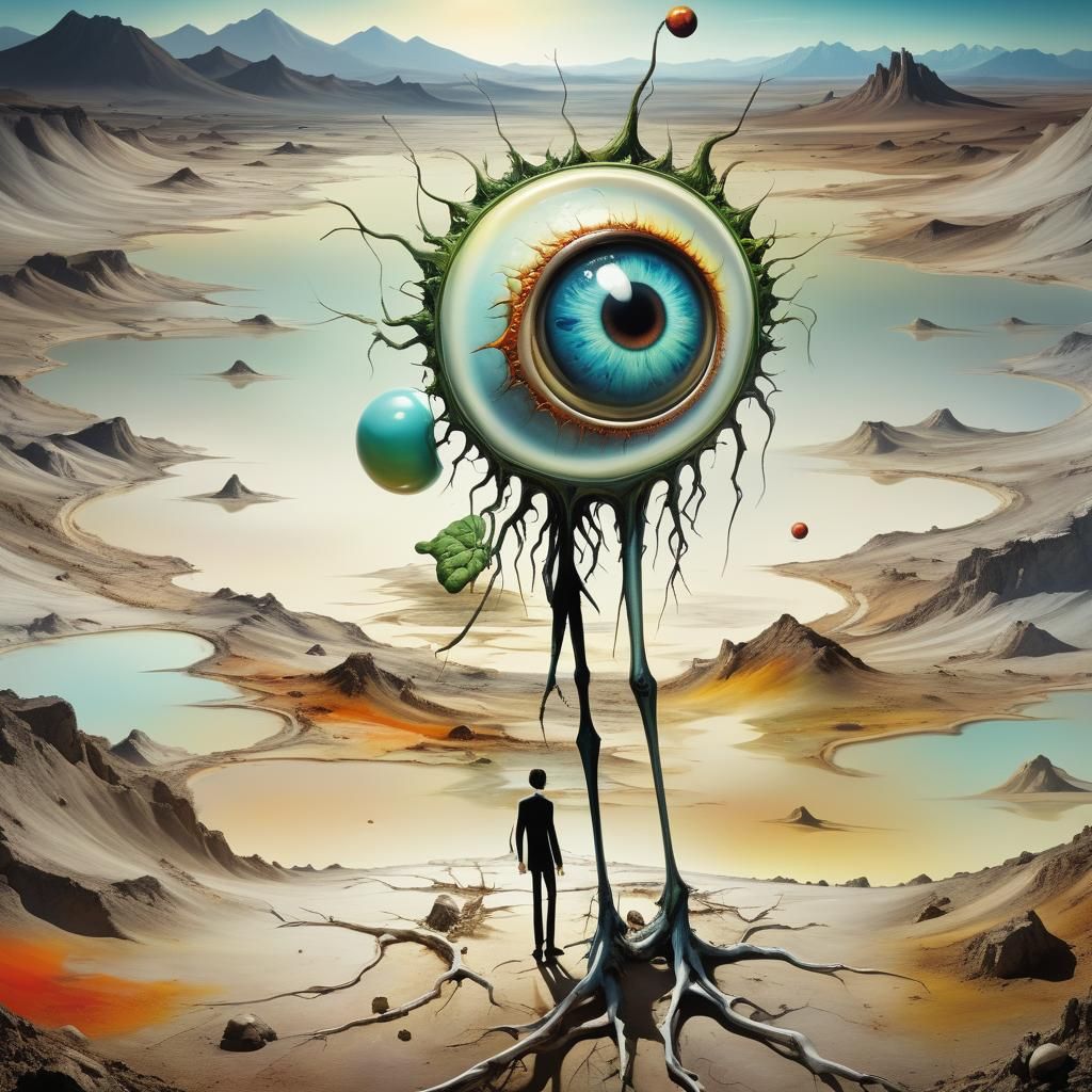 Surreal Vegetable-Humanoids Roam Desolate Landscape