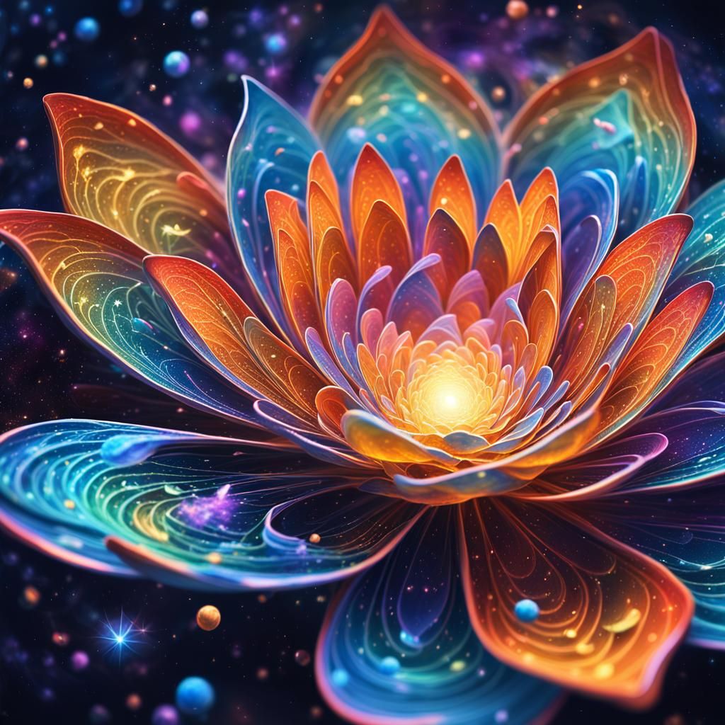 Cosmic Lotus Flower in Surreal Astral Plane