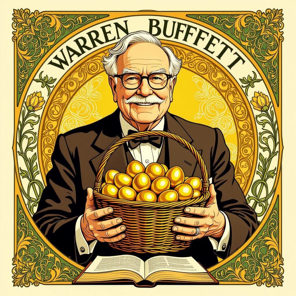 Art Nouveau Warren Buffett With Golden Eggs