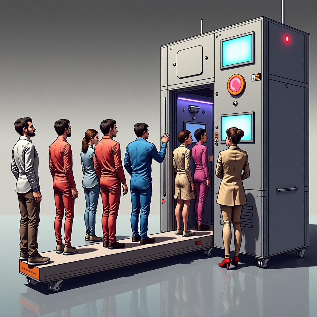 Futuristic Factory Transforms People into Identical Products