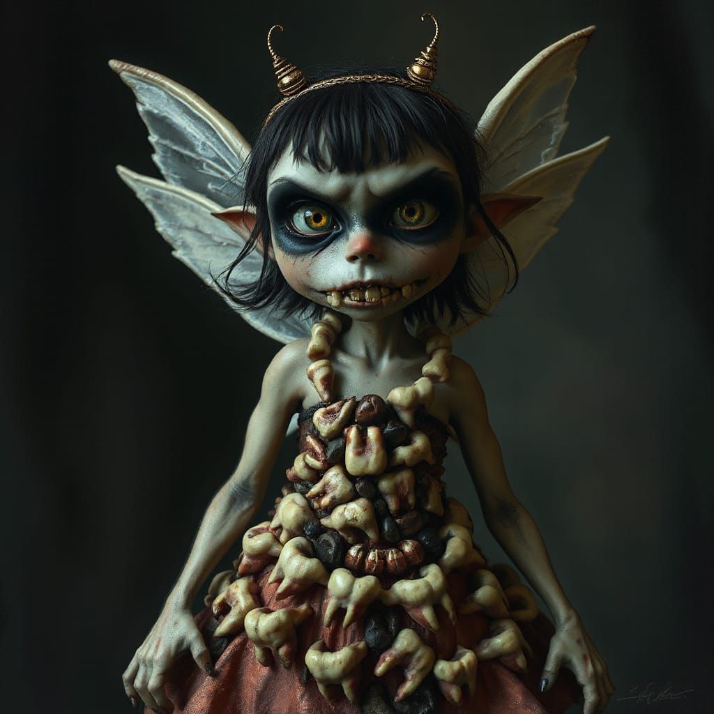 Goth Tooth Fairy in a Teeth Dress