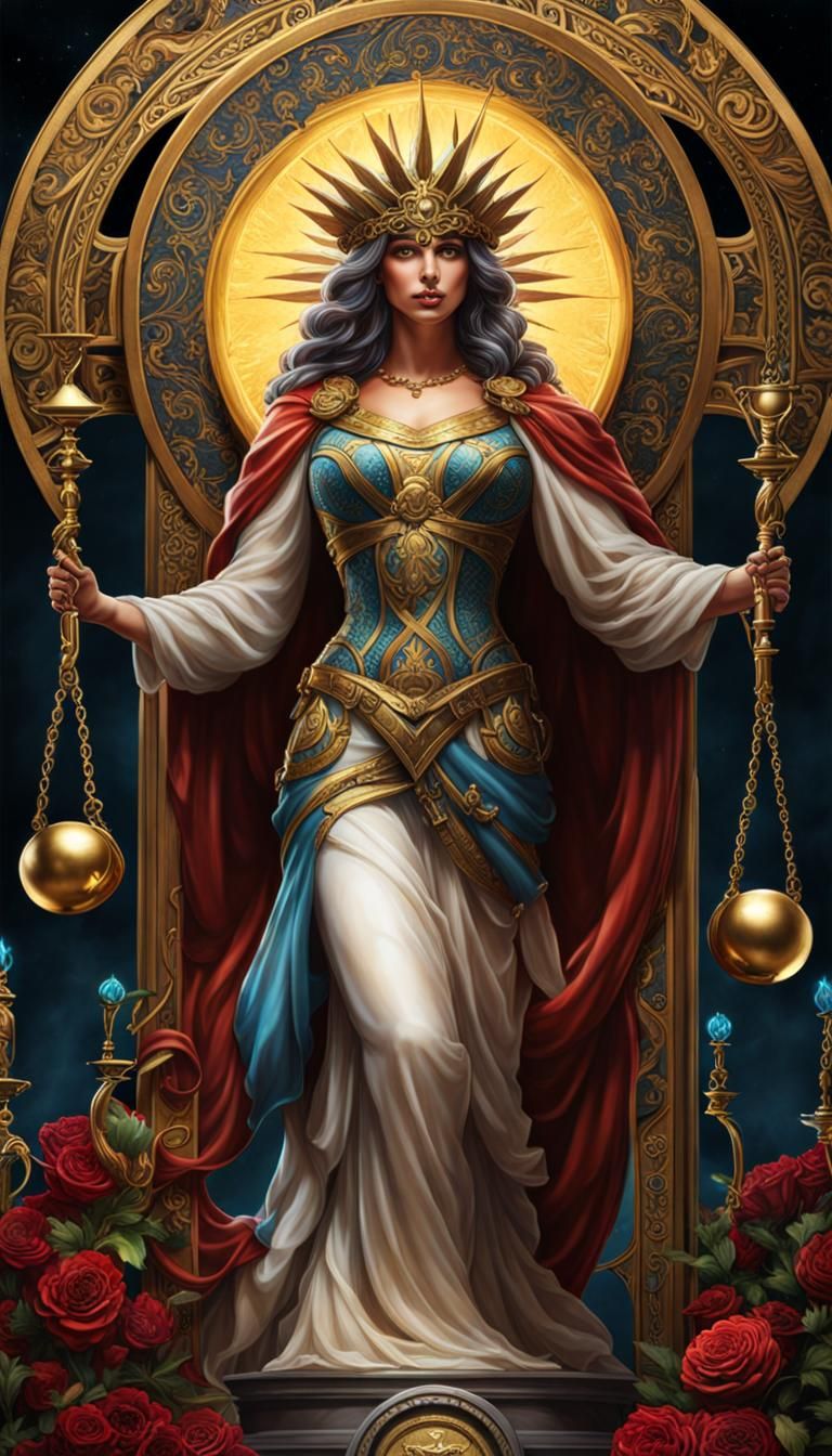 Lady Justice Tarot Card in Decorative Frame