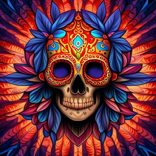 Indian Skull Vector Illustration, Digital Fantasy Art