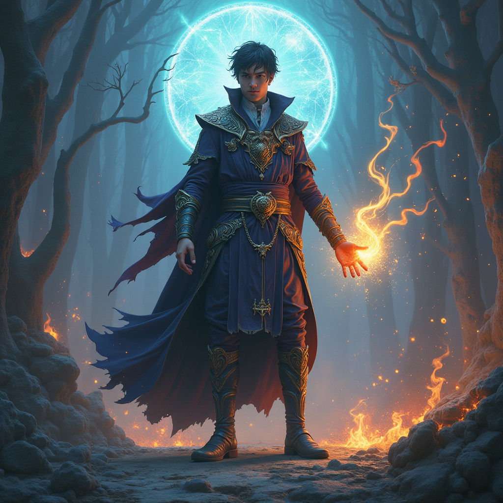 Mystical Sorcerer in Fantasy Realm Concept Art