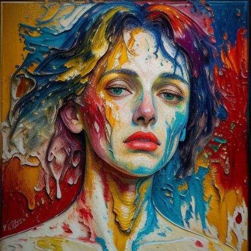 Ghostly Ink Splat in Expressionist Oil Painting