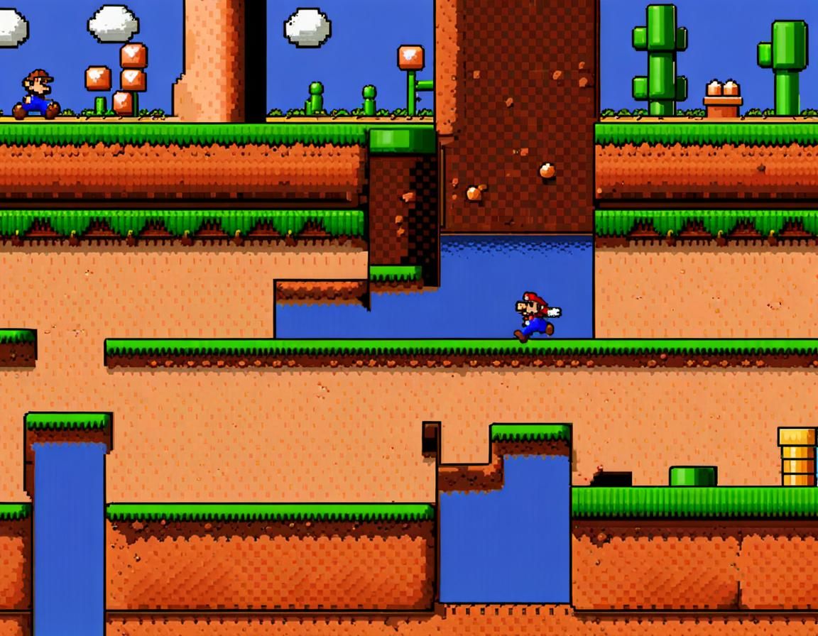 Heavily Pixelated Mario Gameplay: 8-bit Style