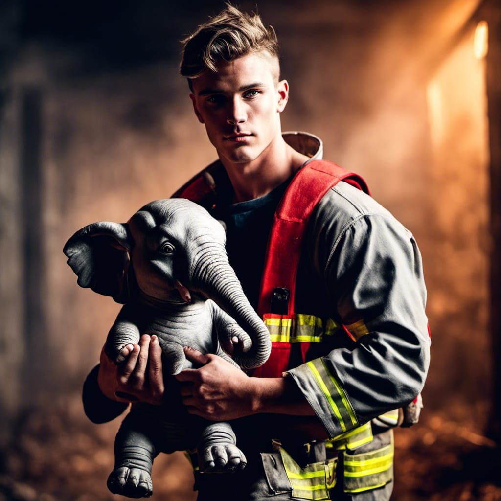 Shirtless Firefighter Frat Boy Rescues Elephant