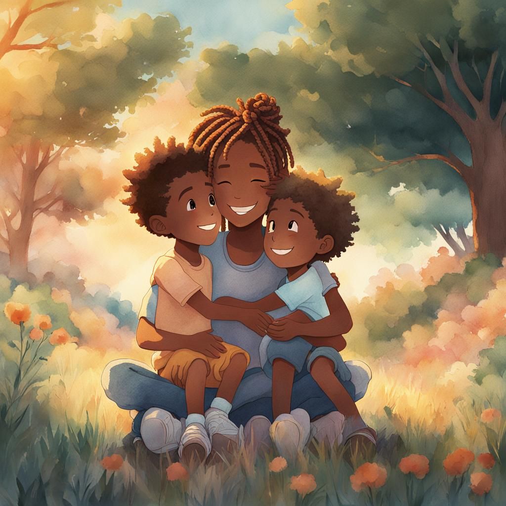 Heartwarming Family Portrait in Anime Style