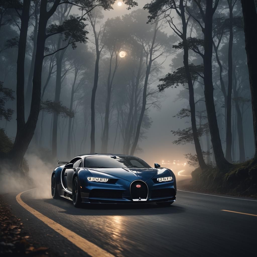 Bugatti Chiron Super Sport 300+ in Forest, Digital Art