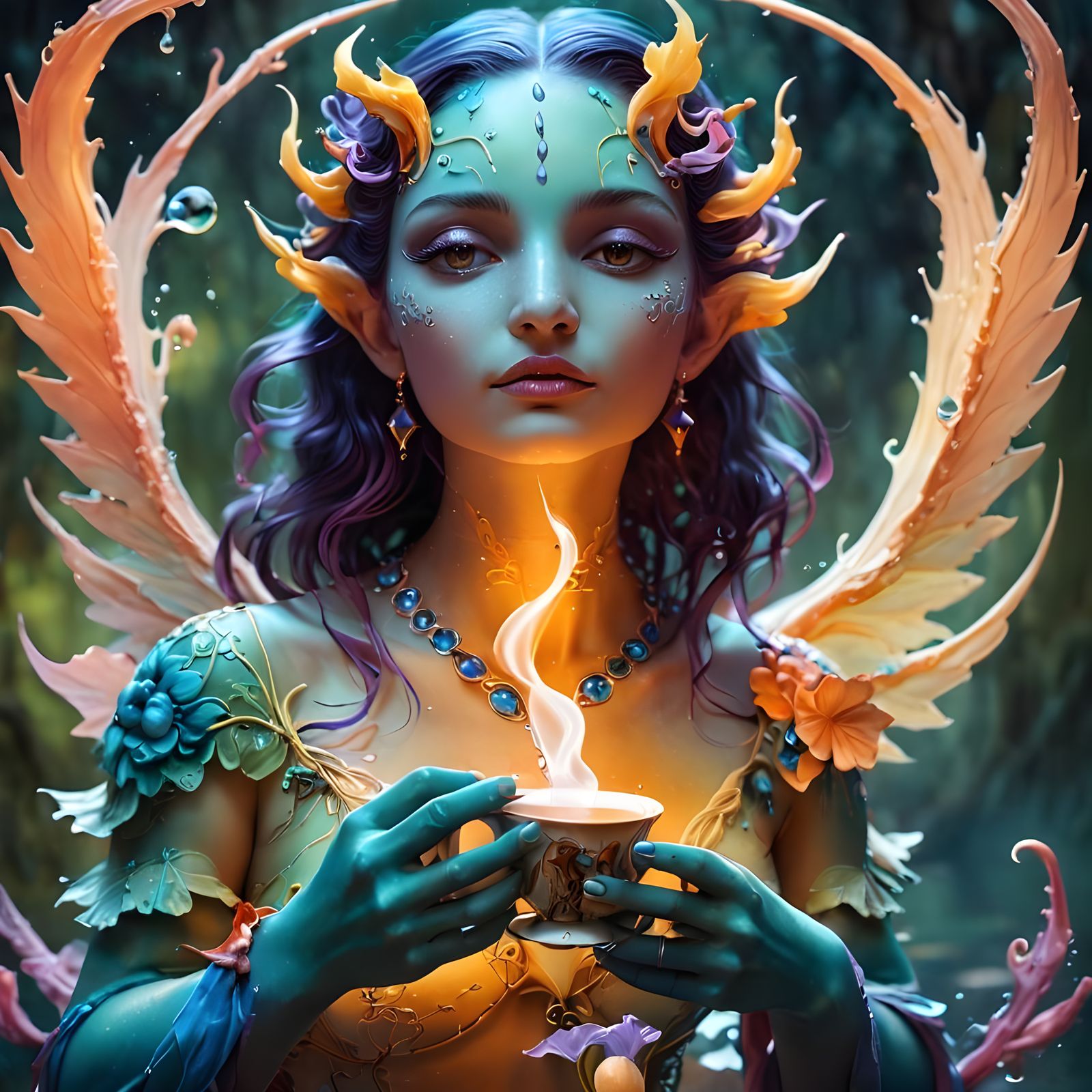 Mystical Water Nymph in Vibrant Dreamworld