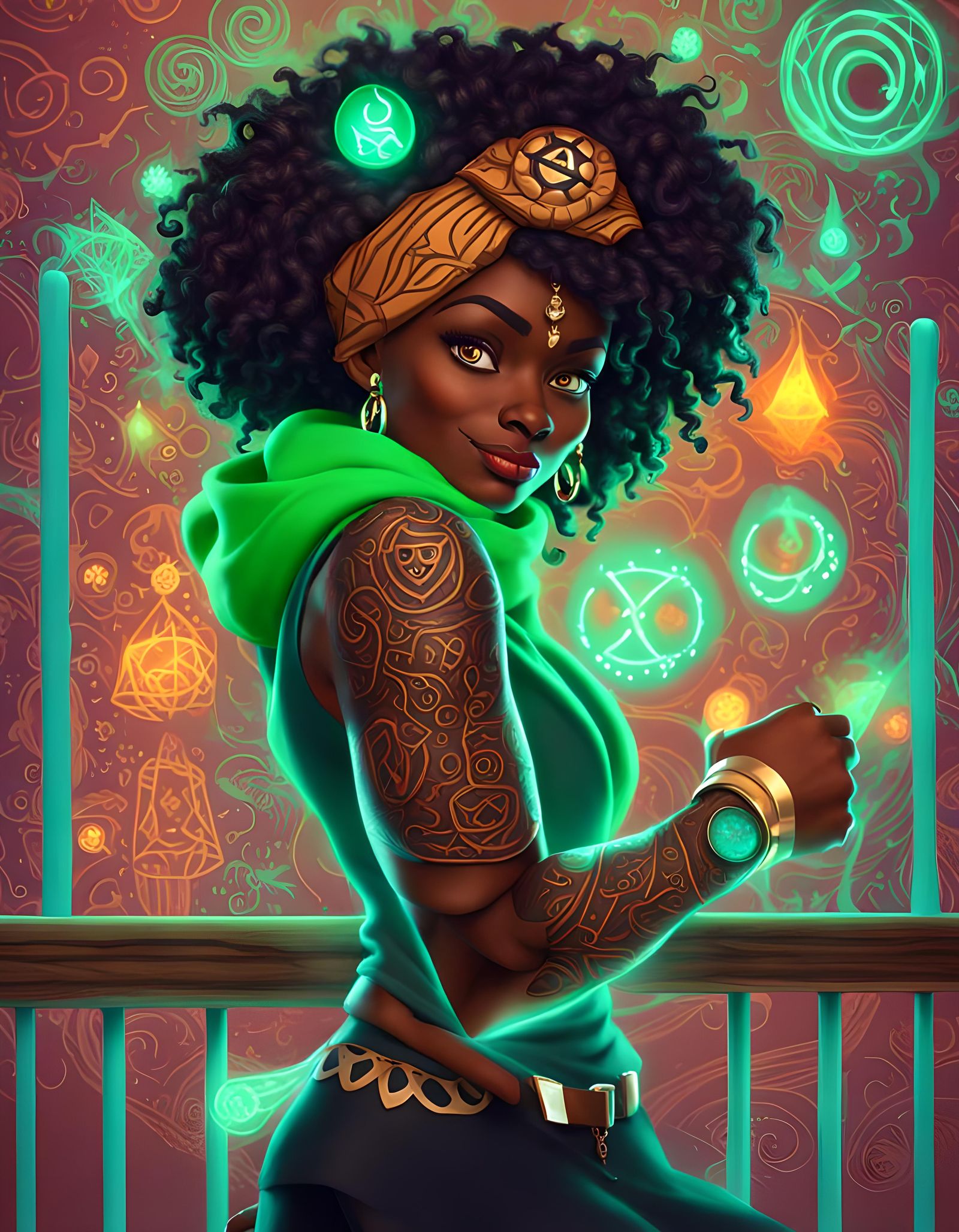 Sassy Witch with Magical Coffee: 3D Digital Art