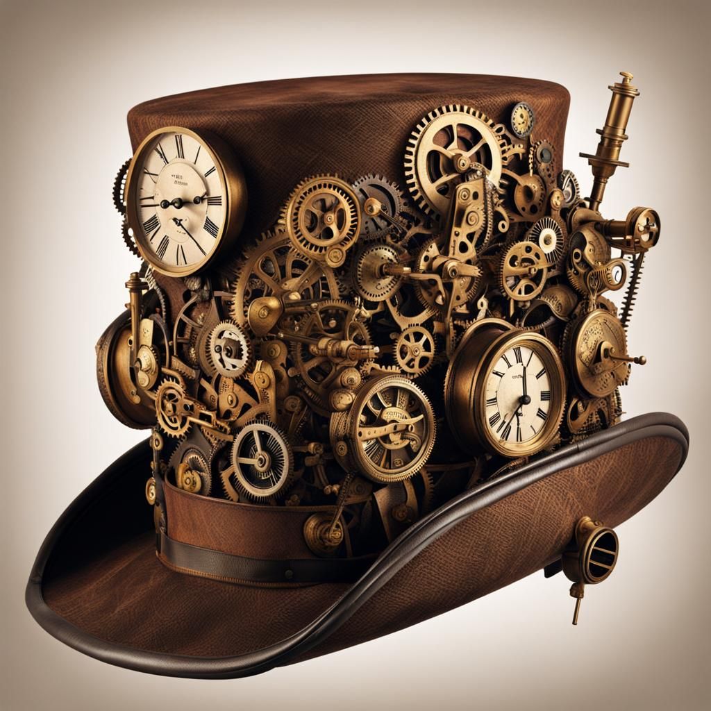 Steampunk Hat with Intricate Clockwork Details