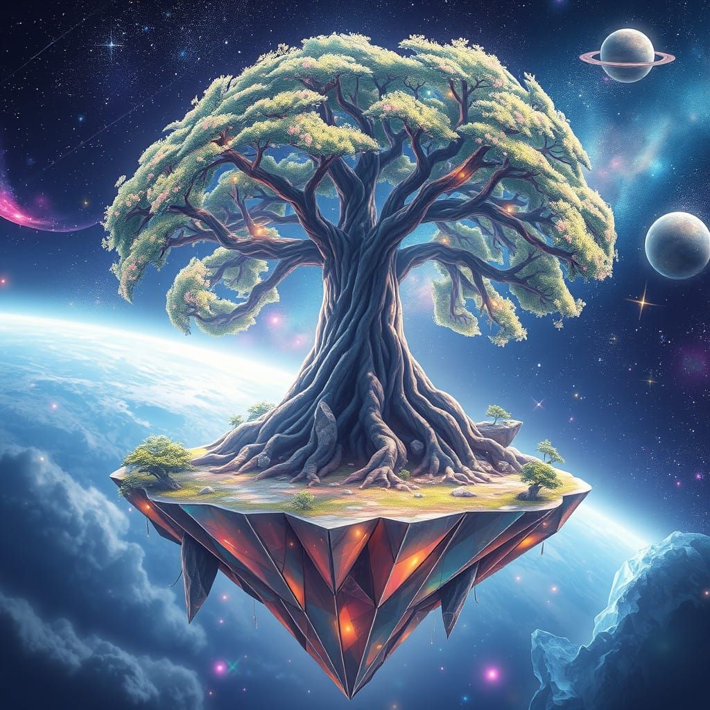 Ethereal Tree Towering on Celestial Island