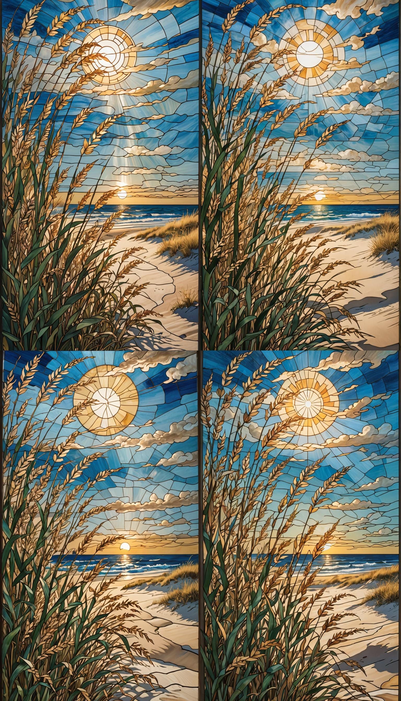 Stained Glass Window Depicting Sea Oats