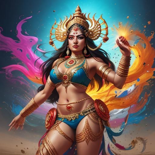 Gorgeous Indian Goddess Durga in Bikini: Hyperrealistic Visi...