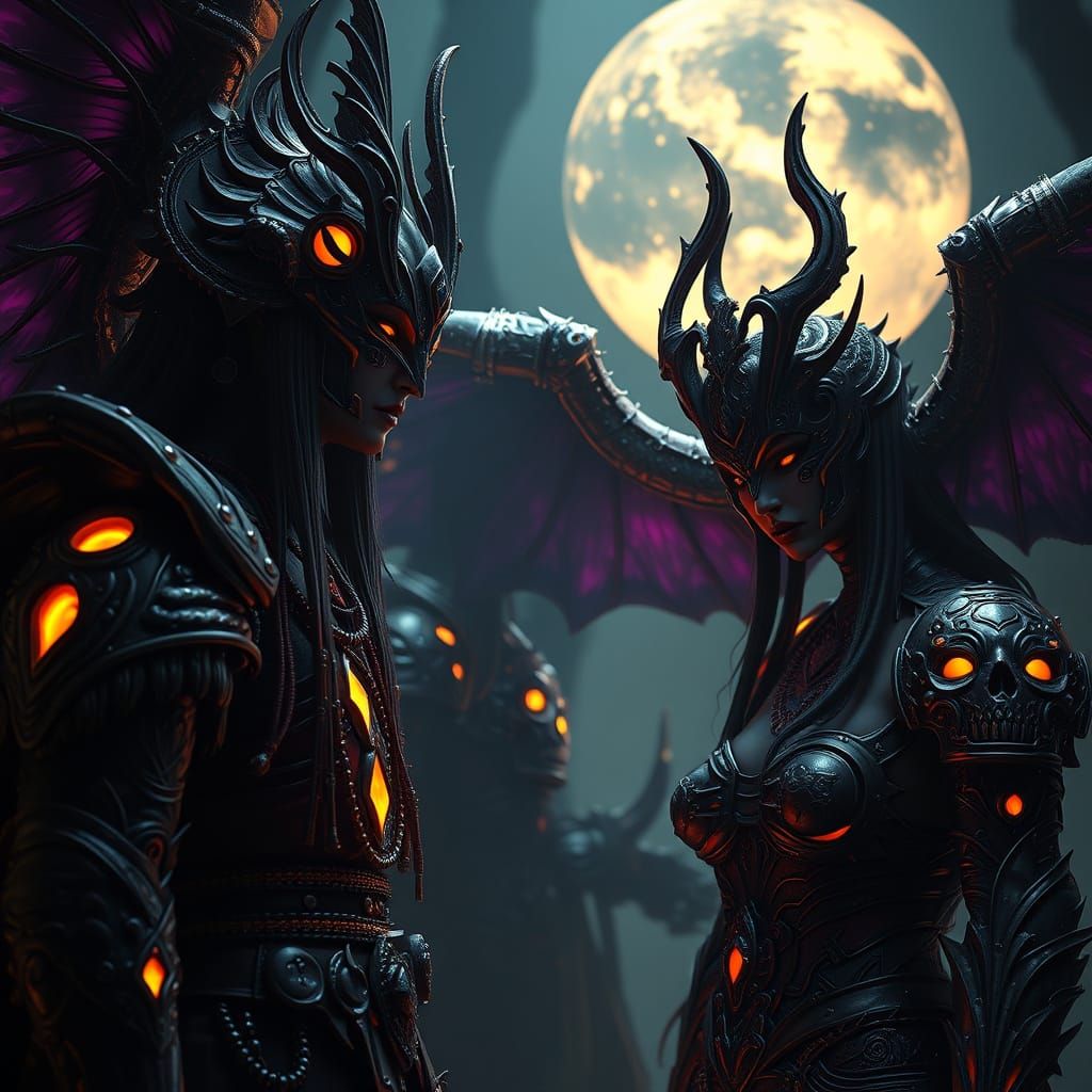 Dark Fantasy Characters in Volumetric Lighting