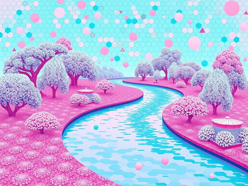 Kaleidoscopic River Garden Inspired by Murakami