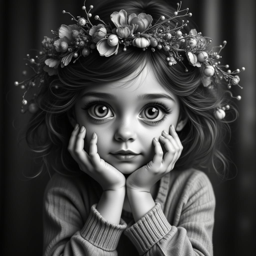 Whimsical Child Lost in Thought