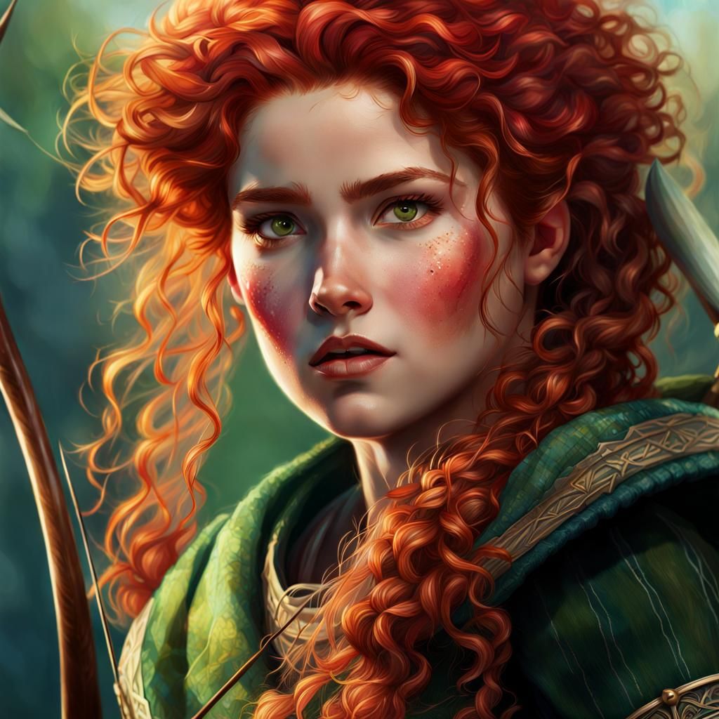 Merida Portrait: Brave's Scottish Archer in Highland Dress