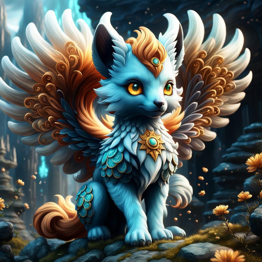 Angelic Seraphim Vulpix: Detailed Fantasy Concept Art
