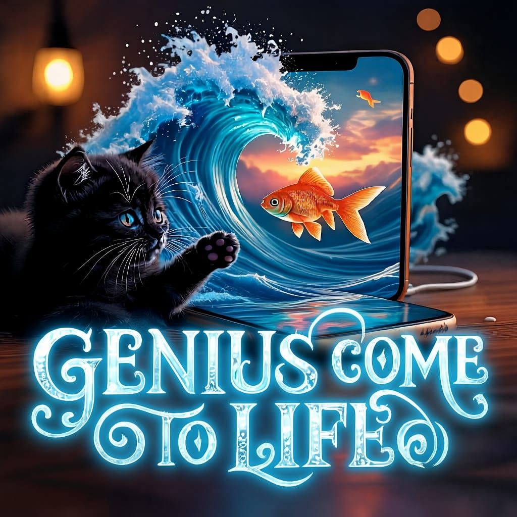 change the text  “genius come to life” to a font that is bol...