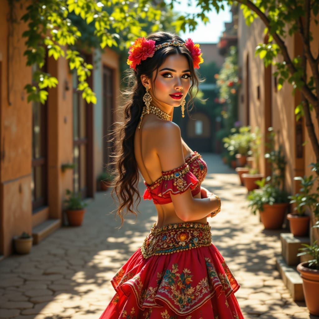 Mexican Beauty in Traditional Attire, Inspired by Diego Rive...