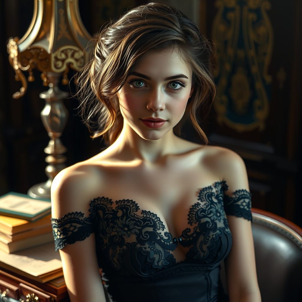 Mysterious Beauty in Art Nouveau Style