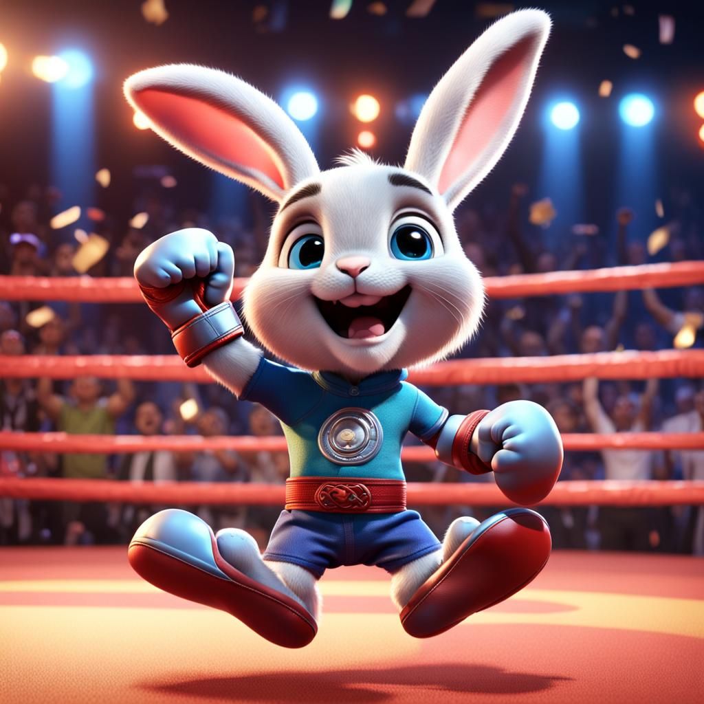 Baby Bunny Boxer in 3D Digital Art Style