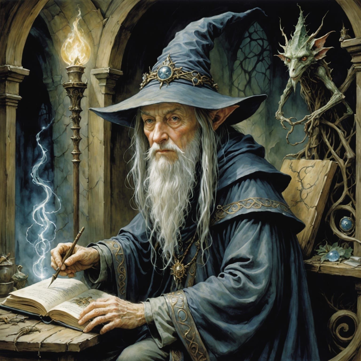 Eldritch Wizard Illustration Inspired by Fantasy Art