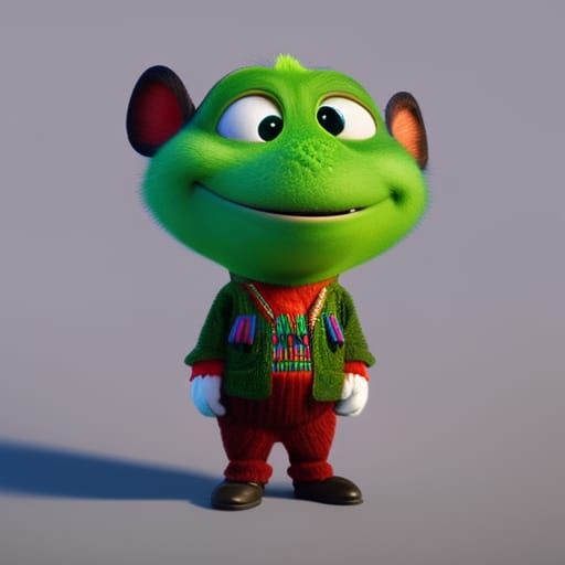 Friendly Green Alien in Red Fedora Hat