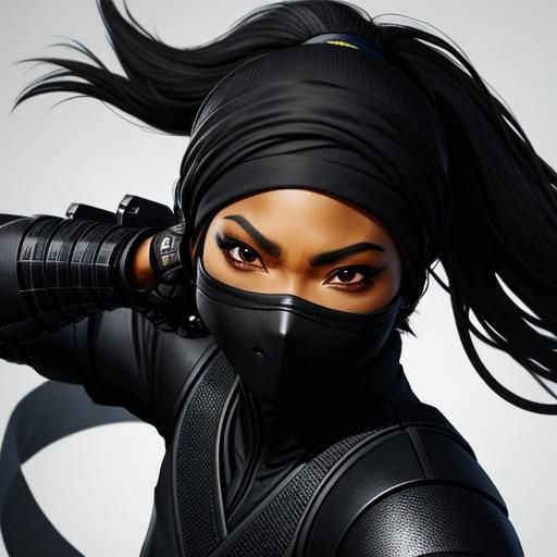 Black female ninja portrait