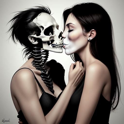 Person Kissing a Skull: A Symbolic Gesture