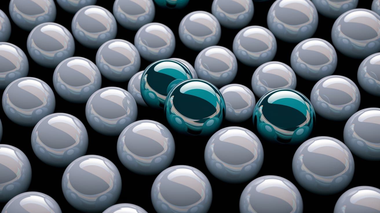 Dazzling Iridescent Spheres Dance Across Dark Canvas