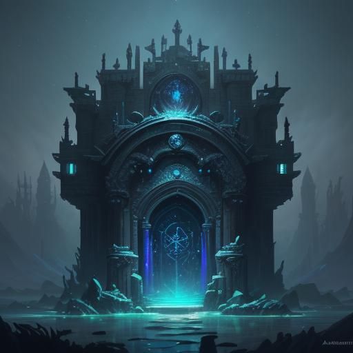 Mysterious Throne in Ethereal Dark Fantasy Realm